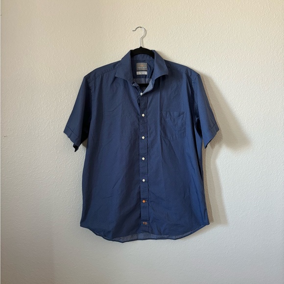 Thomas Dean Short Sleeve Button Down Size Large - Picture 1 of 5